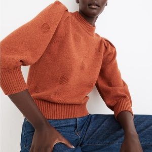 Madewell orange patterned sweater size Large cotton wool blend